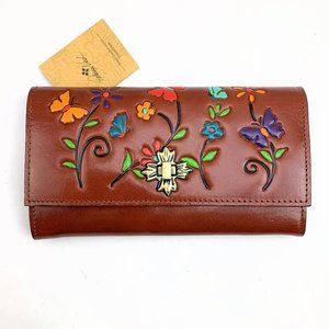 Patricia Nash Terresa Watercolor Butterfly print leather wallet